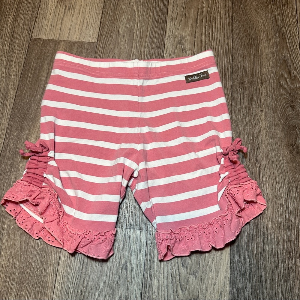 Matilda Jane Pink and White Striped Ruffle Bonnie Shorts